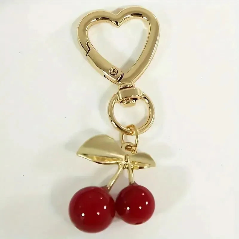 Cherry Blossom Heart-Shaped Bag Charm Durable Lobster Clasp DIY Bag Accessory Perfect Gift for Women Romantic Token of Love