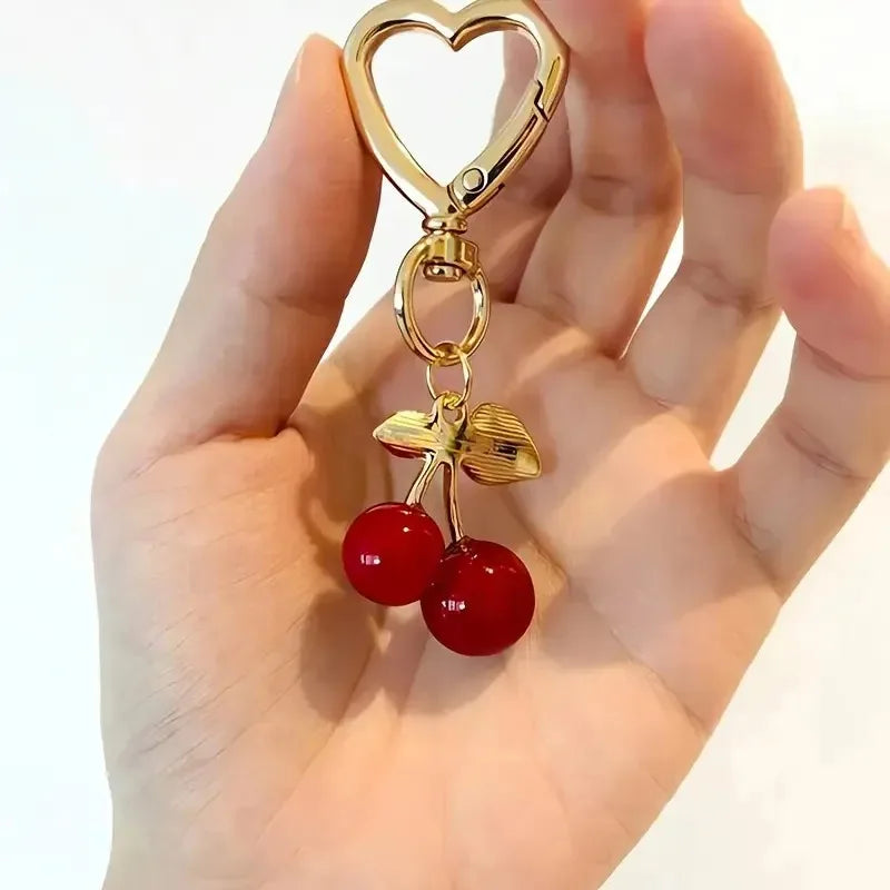 Cherry Blossom Heart-Shaped Bag Charm Durable Lobster Clasp DIY Bag Accessory Perfect Gift for Women Romantic Token of Love