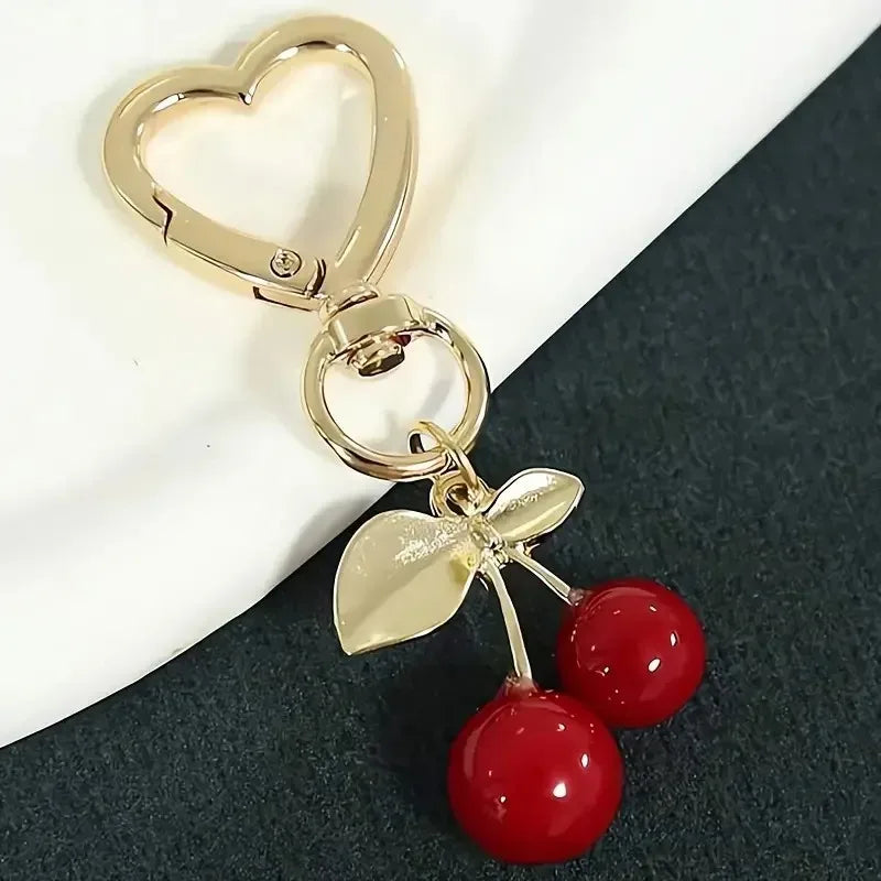 Cherry Blossom Heart-Shaped Bag Charm Durable Lobster Clasp DIY Bag Accessory Perfect Gift for Women Romantic Token of Love