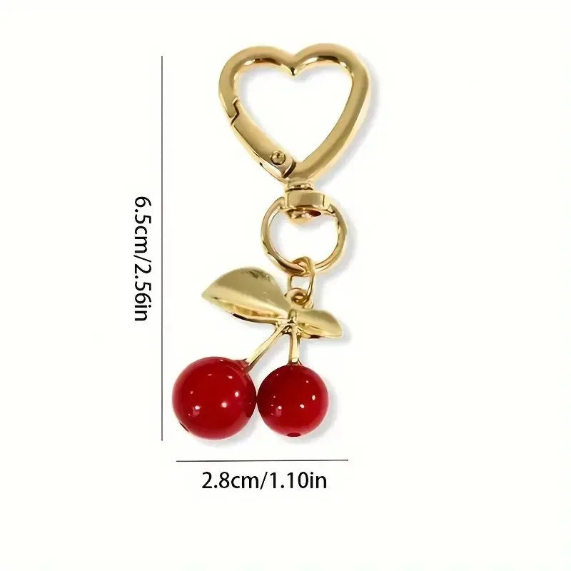 Cherry Blossom Heart-Shaped Bag Charm Durable Lobster Clasp DIY Bag Accessory Perfect Gift for Women Romantic Token of Love