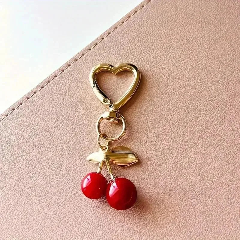 Cherry Blossom Heart-Shaped Bag Charm Durable Lobster Clasp DIY Bag Accessory Perfect Gift for Women Romantic Token of Love